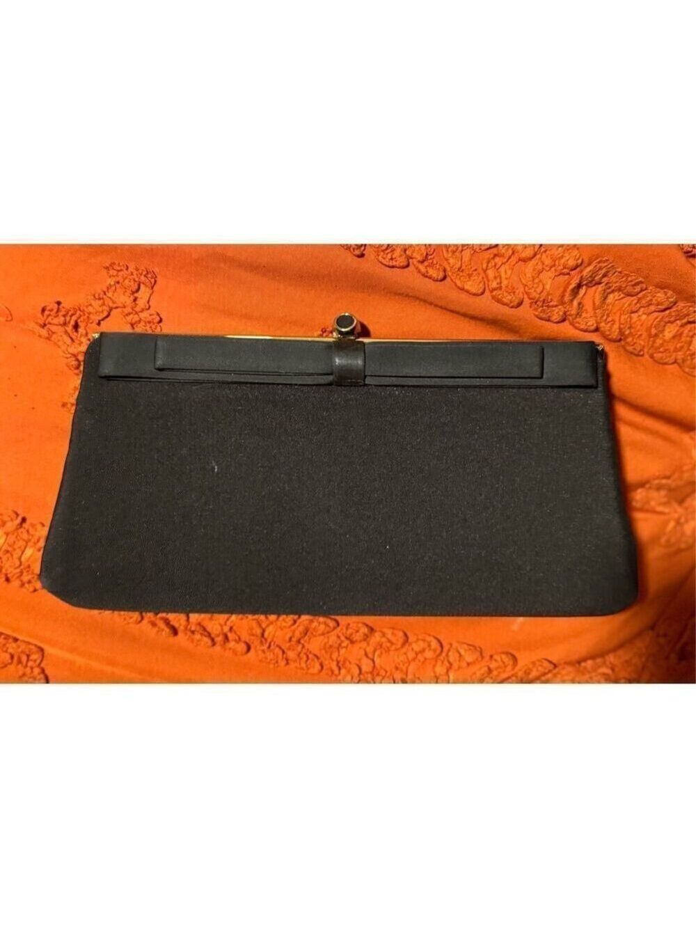 HL USA formal evening event black tie clutch hold chain black bow - Picture 7 of 15